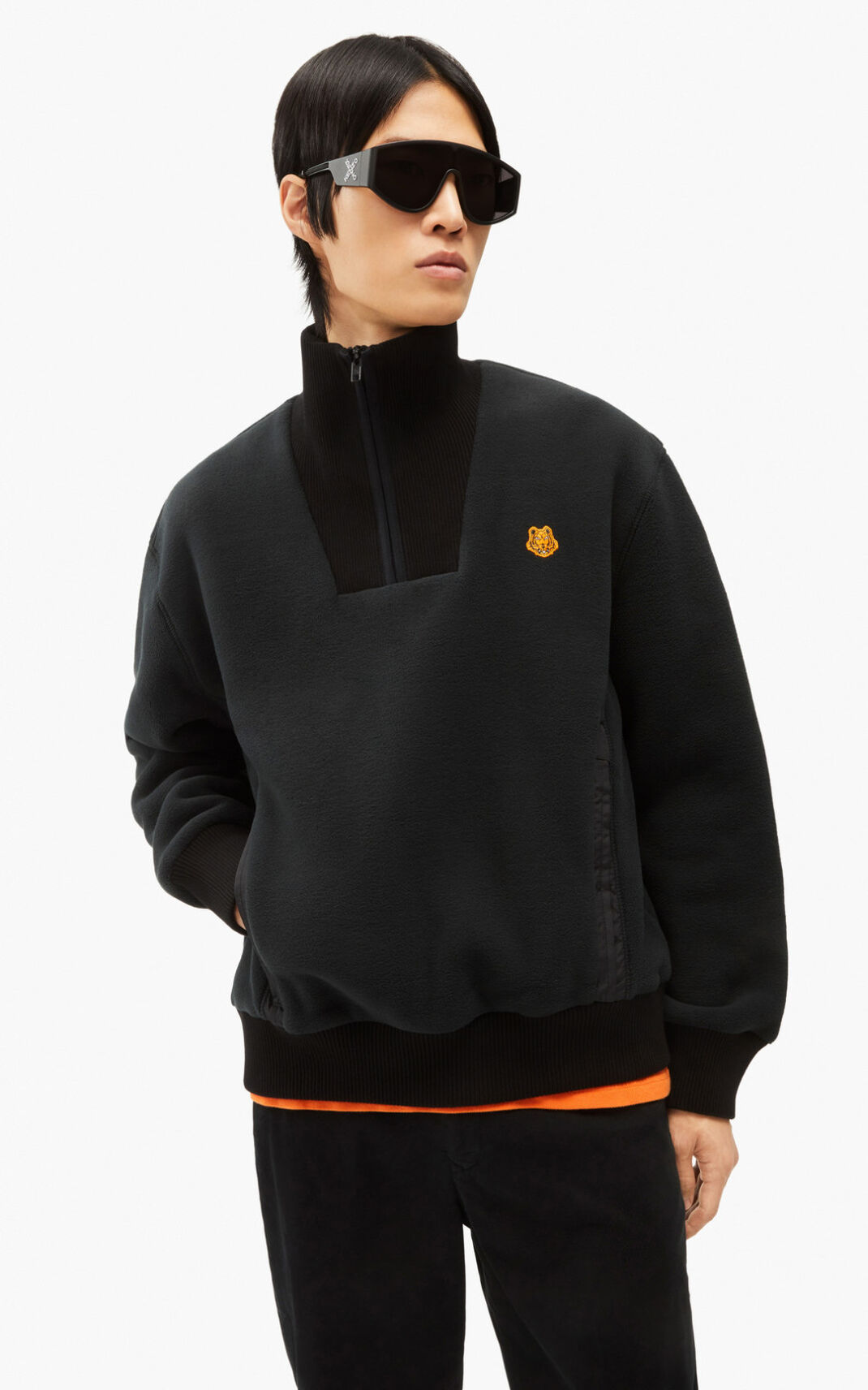 Sweatshirt Kenzo Tiger Crest fleece Masculino - Pretas | 785YXBFCE